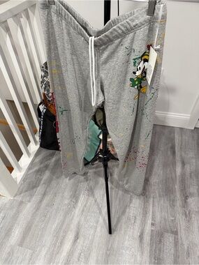 Lauren Moshi Gray Minnie mouse Paint-Splatter Joggers